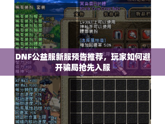 DNF公益服新服预告推荐，玩家如何避开骗局抢先入服