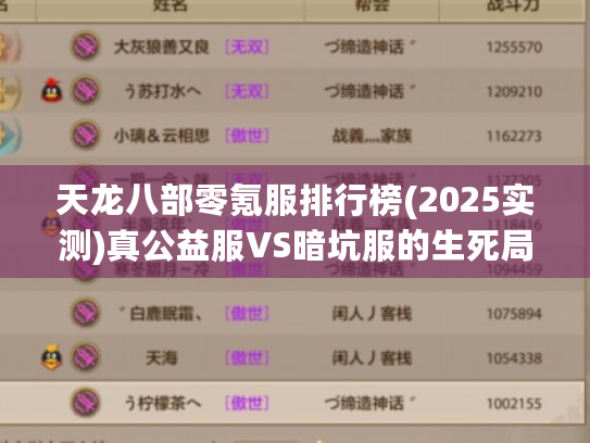 天龙八部零氪服排行榜(2025实测)真公益服VS暗坑服的生死局