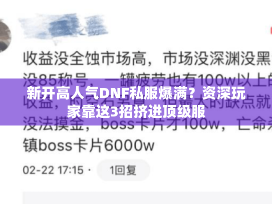 新开高人气DNF私服爆满？资深玩家靠这3招挤进顶级服